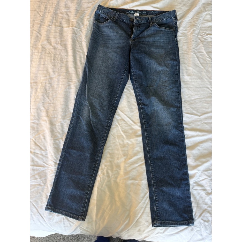 Eddie Bauer Boyfriend Slim Jeans Womens 8 Dark Wash Blue Denim Mid Rise Pants